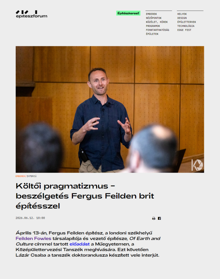 Fergus Feilden interview, epiteszforum